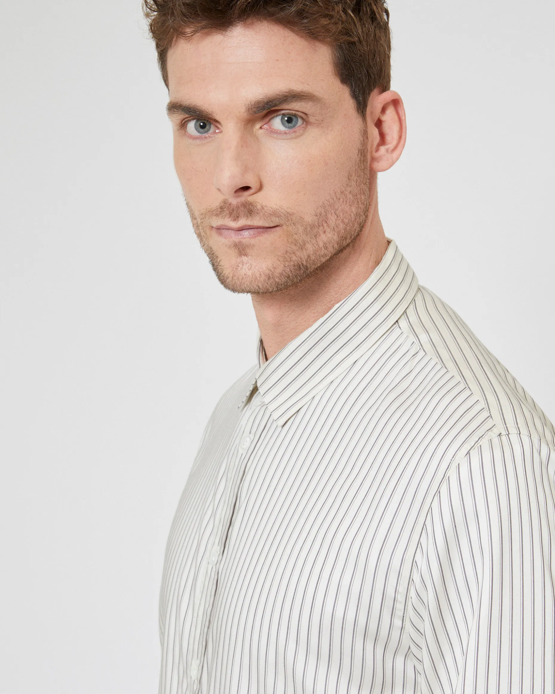 Chemise à rayures écrue
