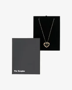 Collier perles et pendentif cœur noir