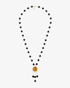 Collier perles et pendentif orange