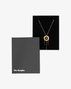 Collier perles et pendentif orange
