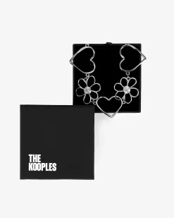 Collier ras de cou cœurs et fleurs argenté