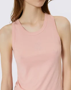 Débardeur en coton avec blason rose