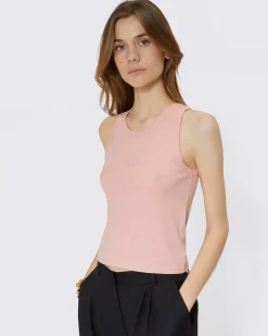 Débardeur en coton avec blason rose