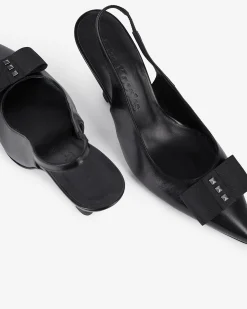 Escarpins en cuir à bride arrière noirs