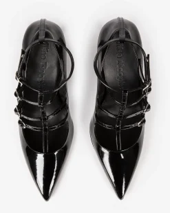 Escarpins à talons avec brides noirs