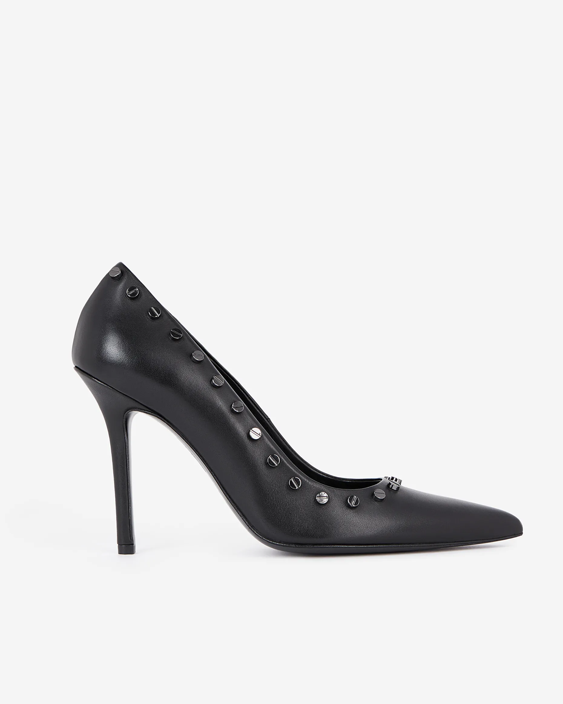 Escarpins à talons en cuir avec clous noirs