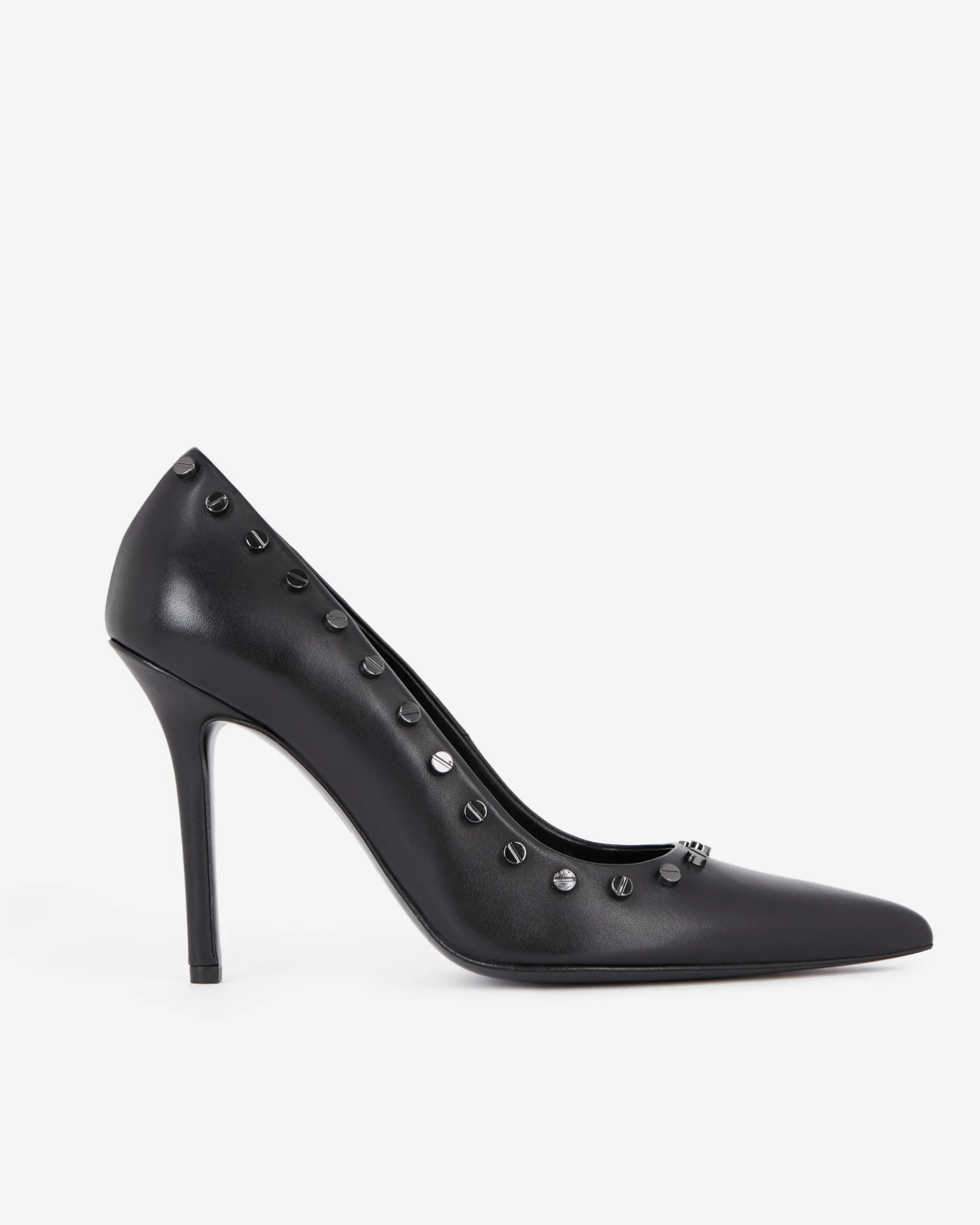 Escarpins à talons en cuir avec clous noirs
