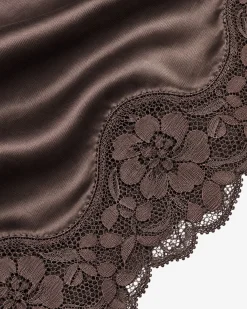 Foulard en soie avec dentelle marron