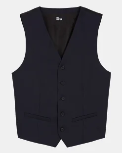Gilet de costume en laine bleu marine