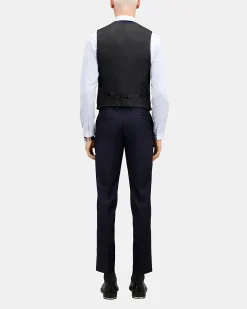 Gilet de costume en laine bleu marine