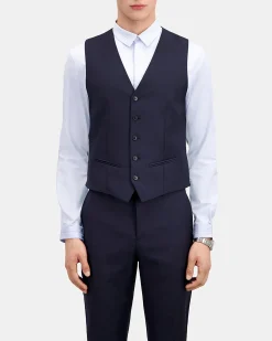 Gilet de costume en laine bleu marine