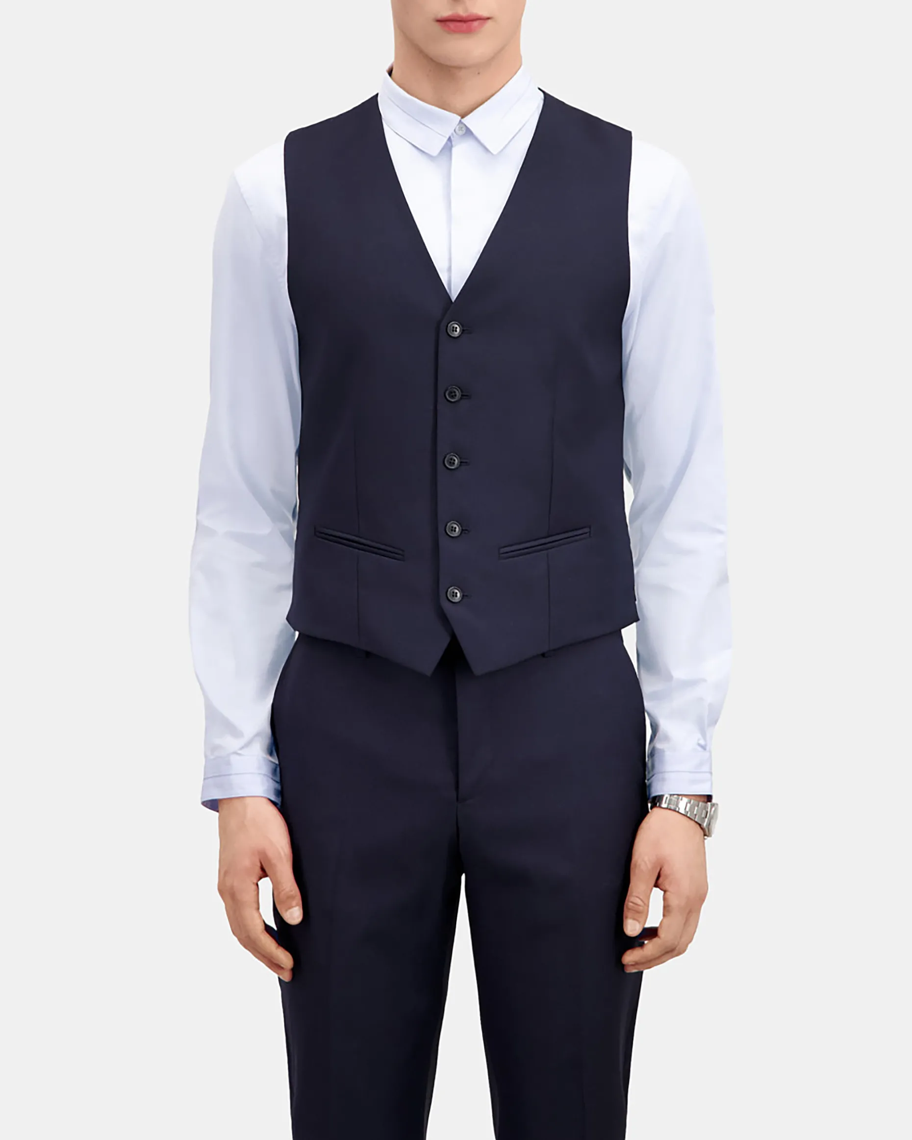 Gilet de costume en laine bleu marine