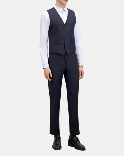 Gilet de costume en laine bleu marine