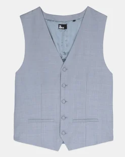Gilet de costume en laine coupe ajustée bleu clair