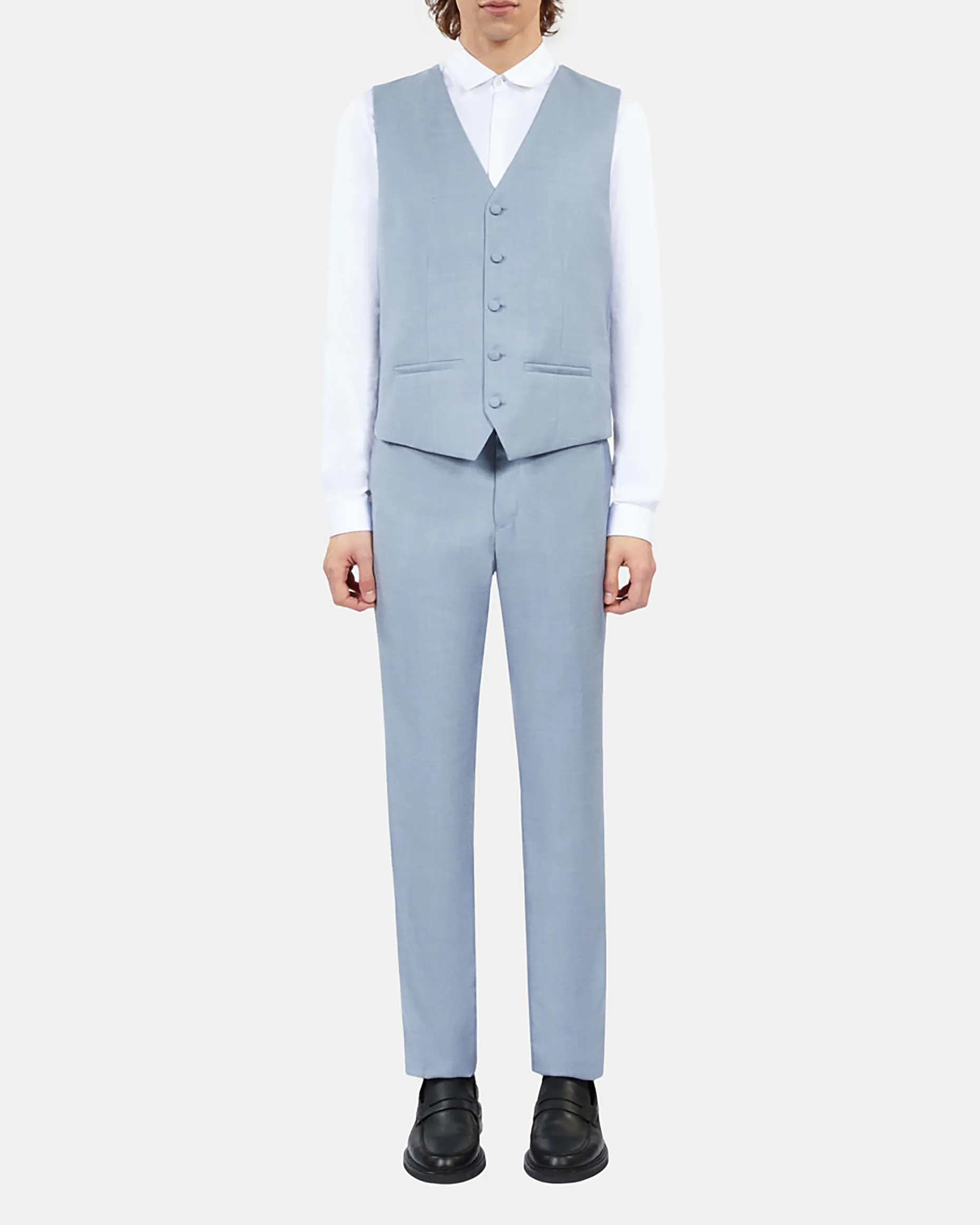 Gilet de costume en laine coupe ajustée bleu clair