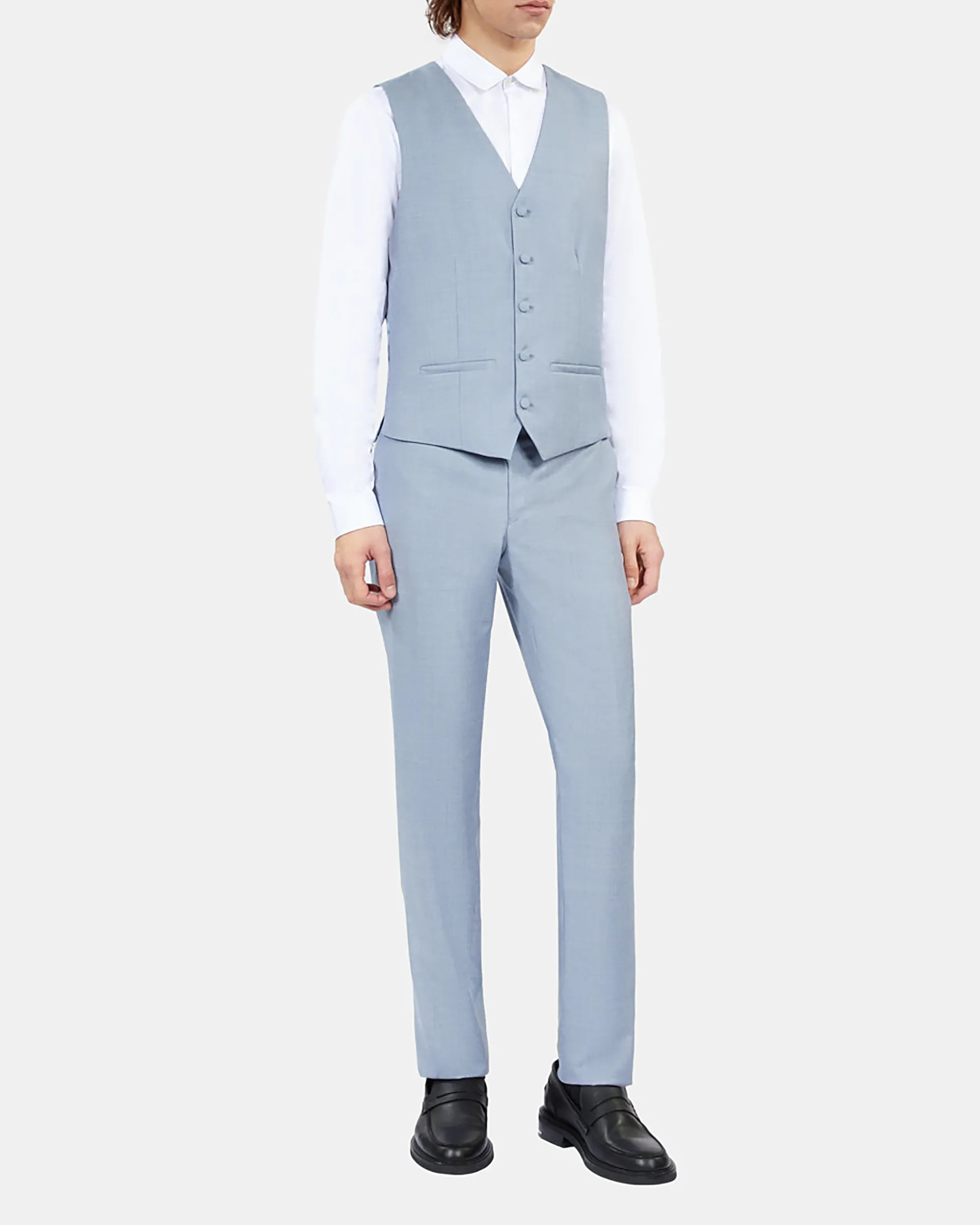 Gilet de costume en laine coupe ajustée bleu clair