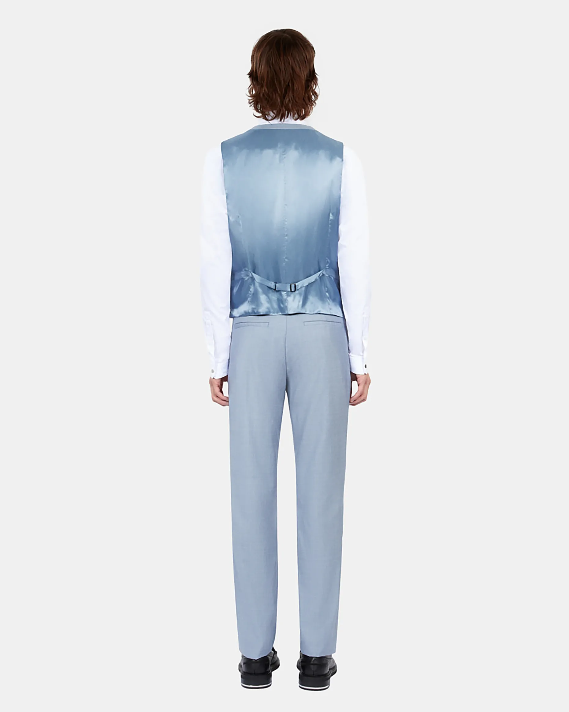 Gilet de costume en laine coupe ajustée bleu clair