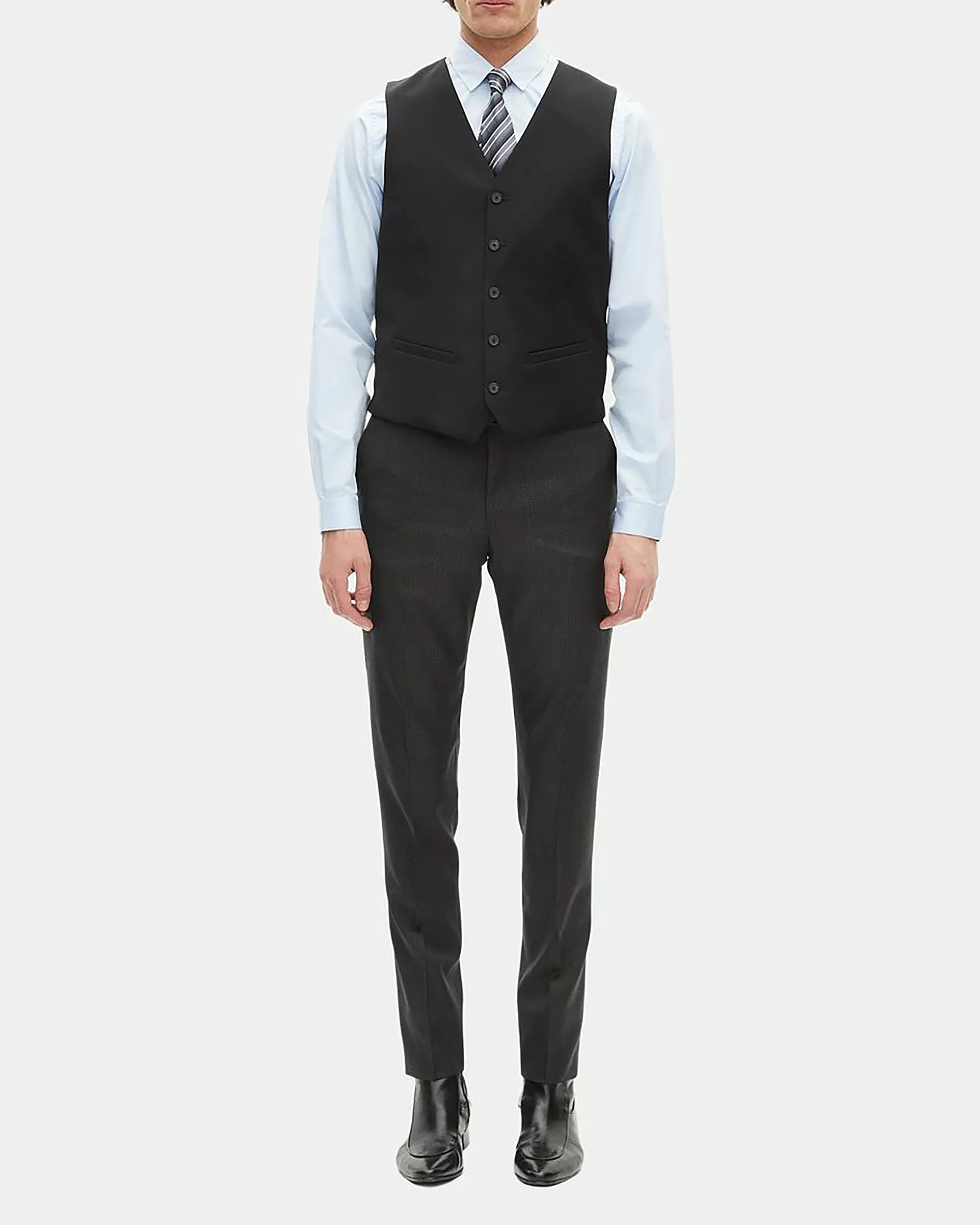 Gilet de costume en laine noir coupe tailleur