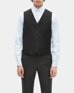 Gilet de costume en laine noir coupe tailleur