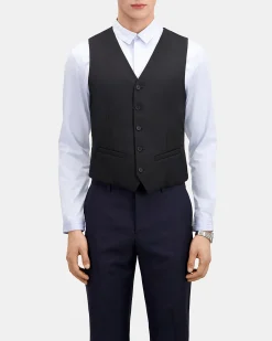 Gilet de costume en laine noir coupe tailleur