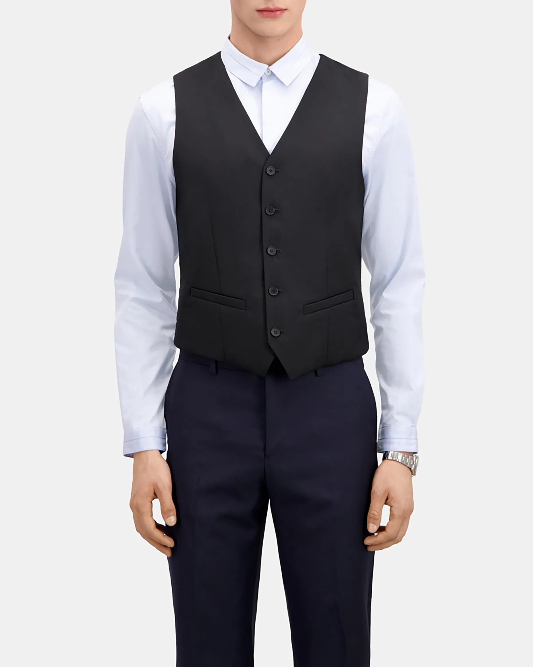 Gilet de costume en laine noir coupe tailleur