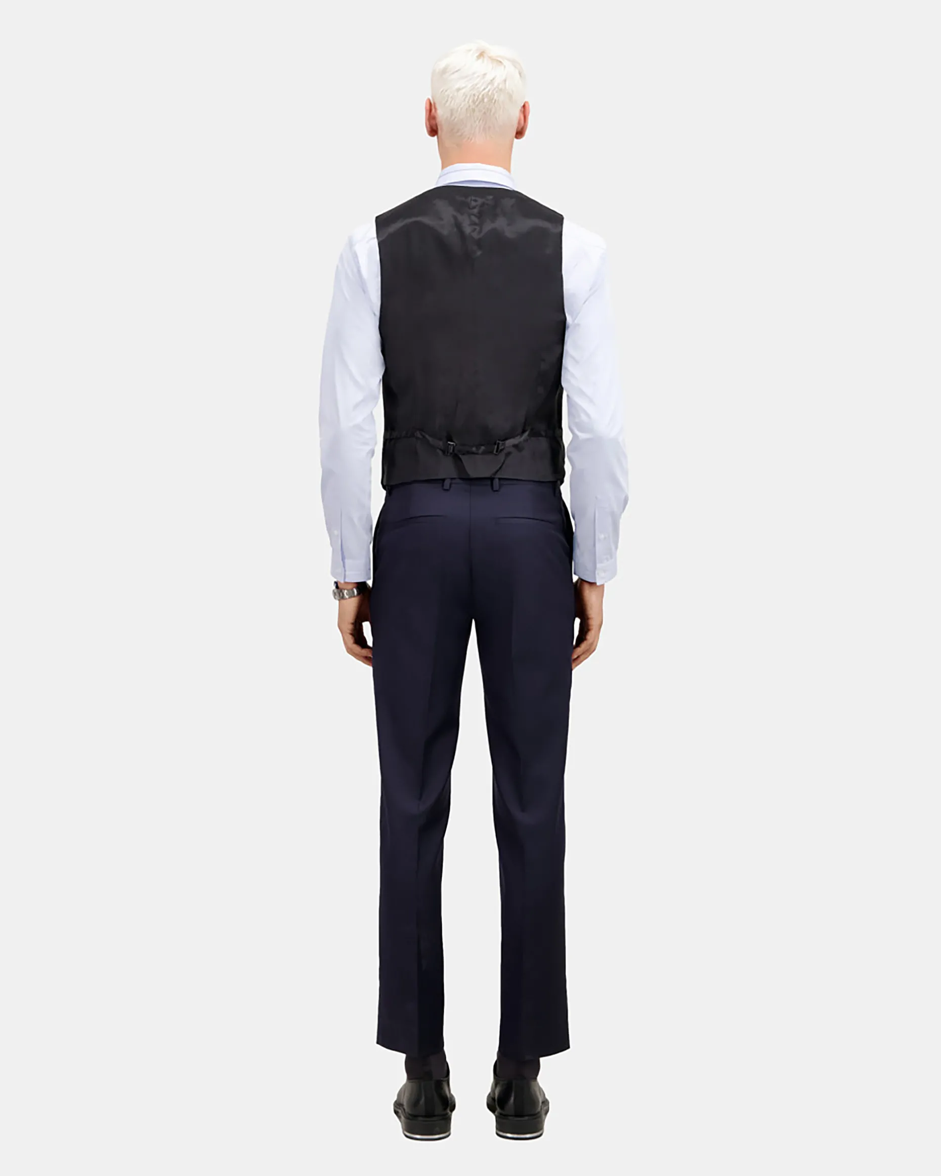 Gilet de costume en laine noir coupe tailleur