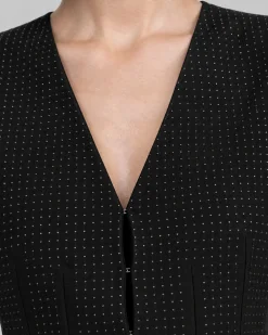 Gilet en laine mélangée strassé noir