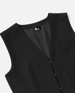 Gilet en laine mélangée strassé noir