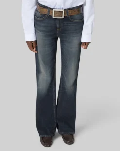 Jean bootcut avec abrasions bleu
