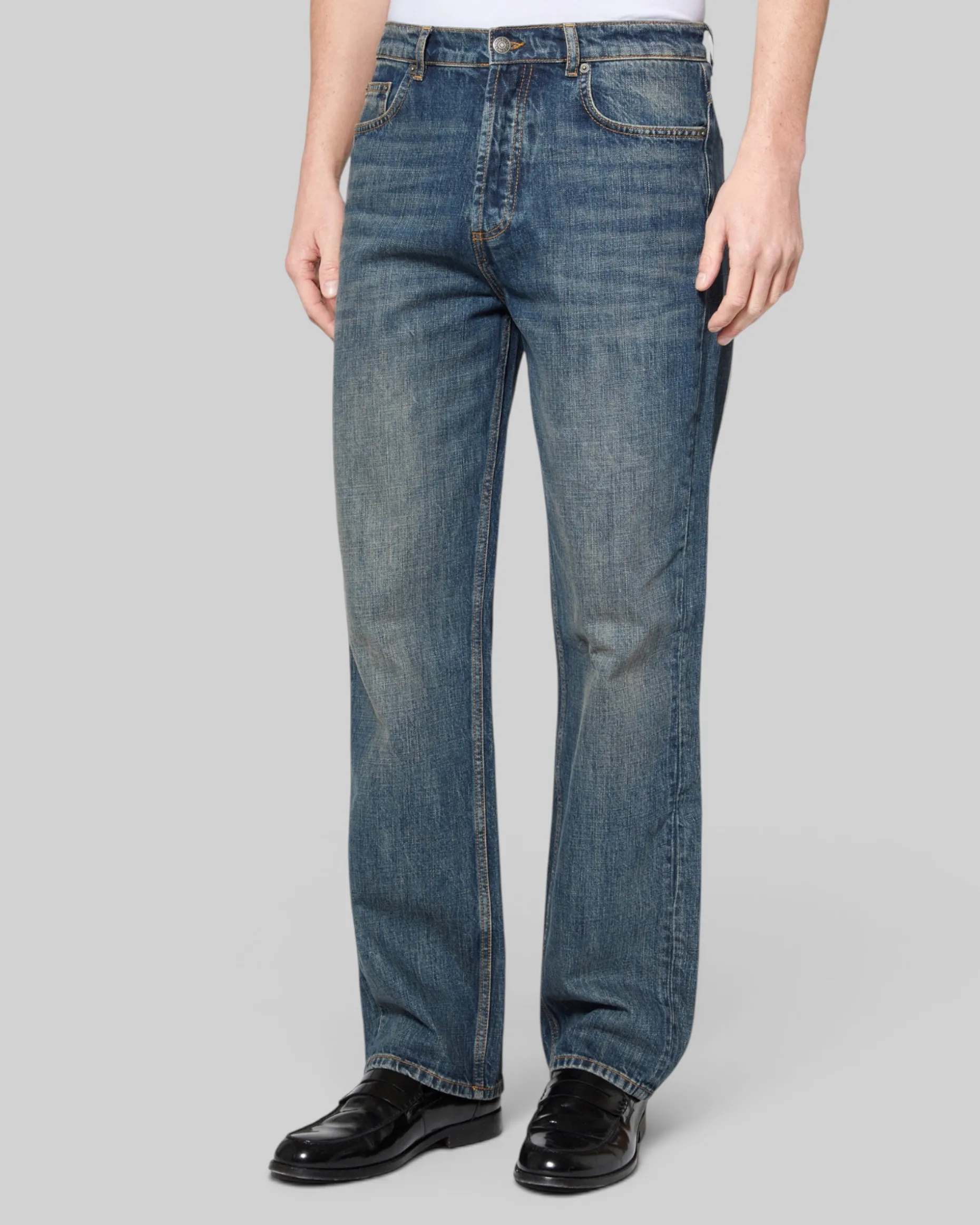 Jean droit bleu gris