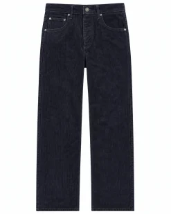 Jean droit en velours marine