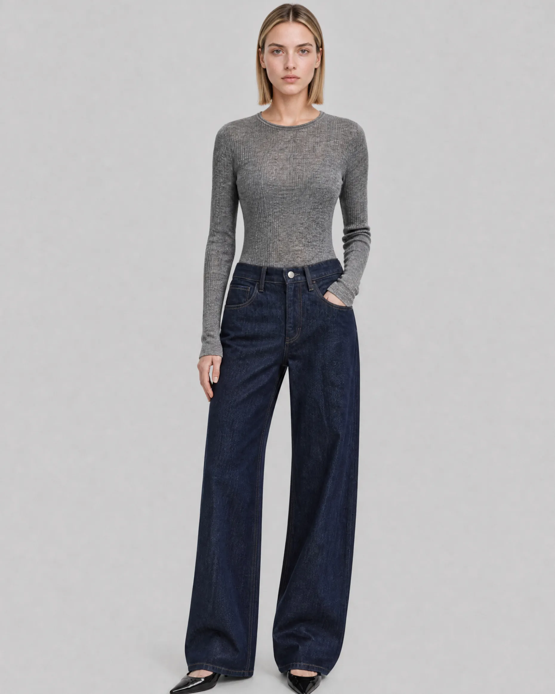 Jean large bleu foncé