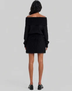 Jupe courte effet franges noire