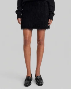 Jupe courte effet franges noire