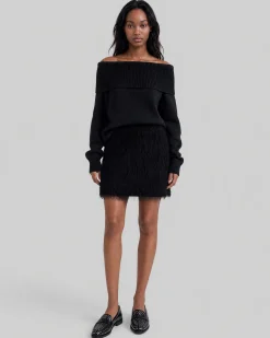 Jupe courte effet franges noire