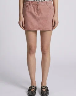 Jupe courte en denim rose
