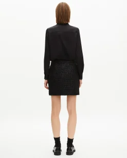 Jupe courte en tweed brillant noire