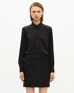 Jupe courte en tweed brillant noire