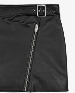Jupe en cuir avec zip noire