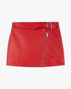 Jupe en cuir avec zip rouge