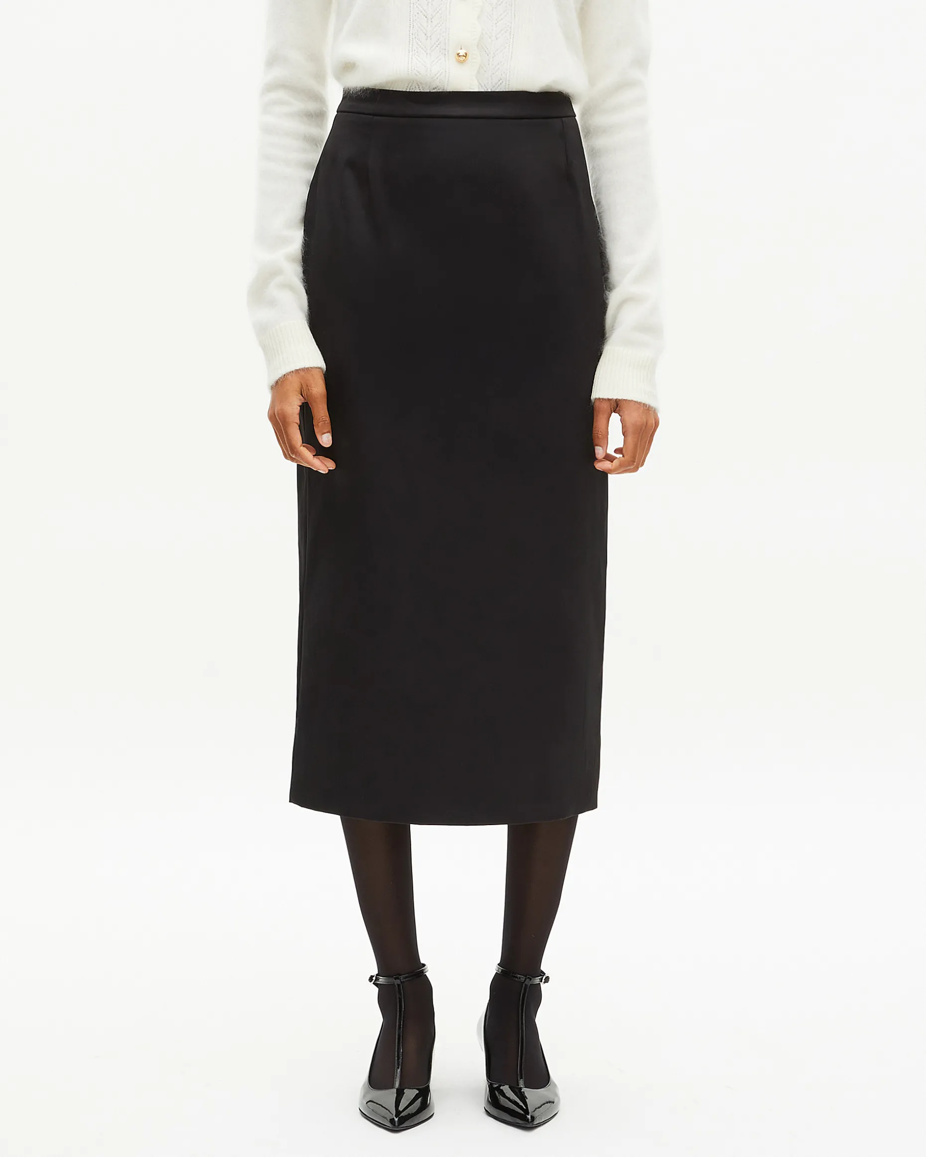 Jupe longue crayon en satin noire