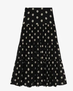 Jupe longue imprimé pois noire