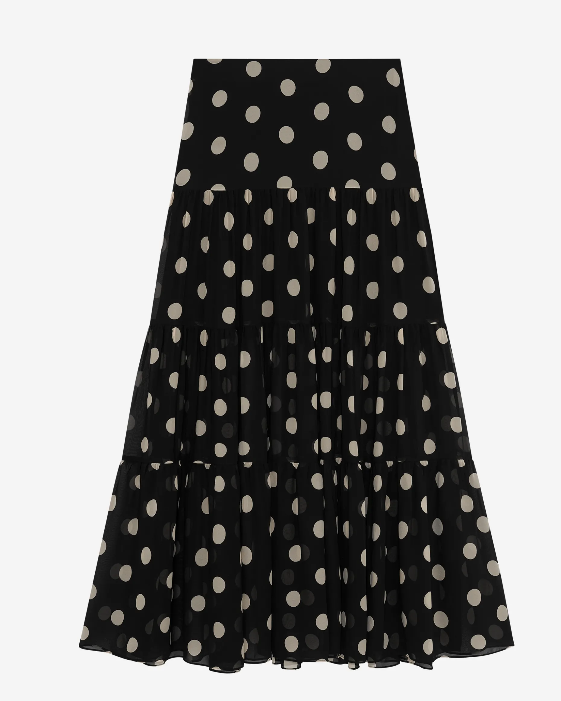 Jupe longue imprimé pois noire