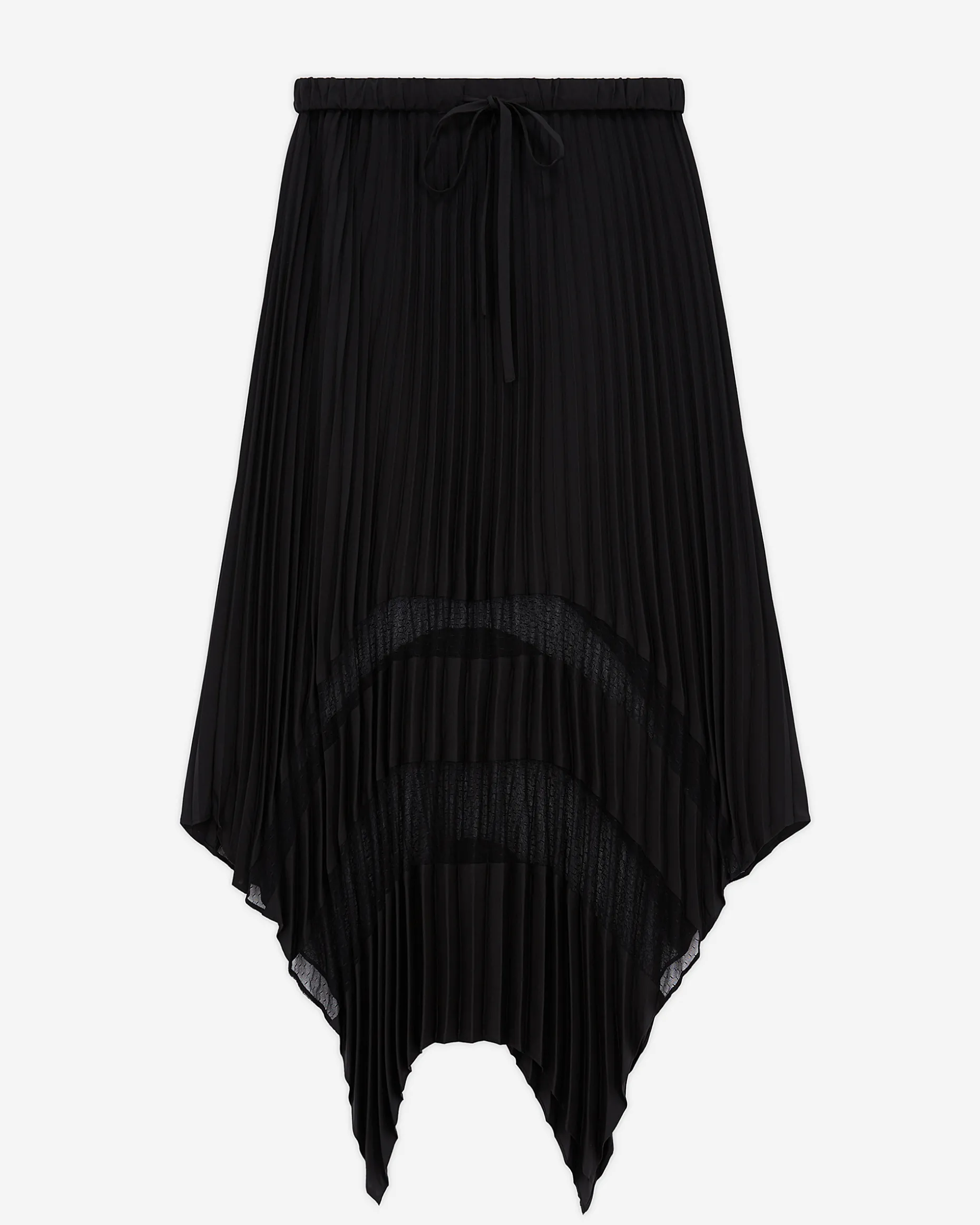 Jupe longue plissée avec dentelle noire