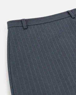 Jupe short courte en laine motif rayures fines marine