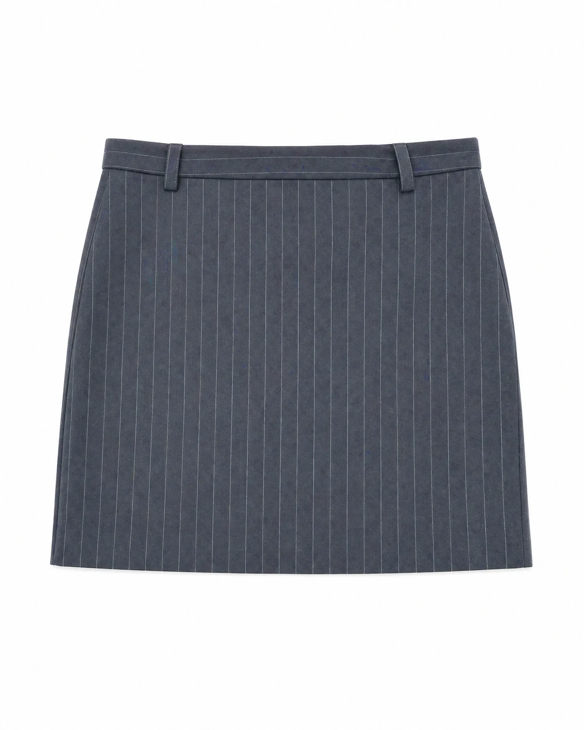 Jupe short courte en laine motif rayures fines marine