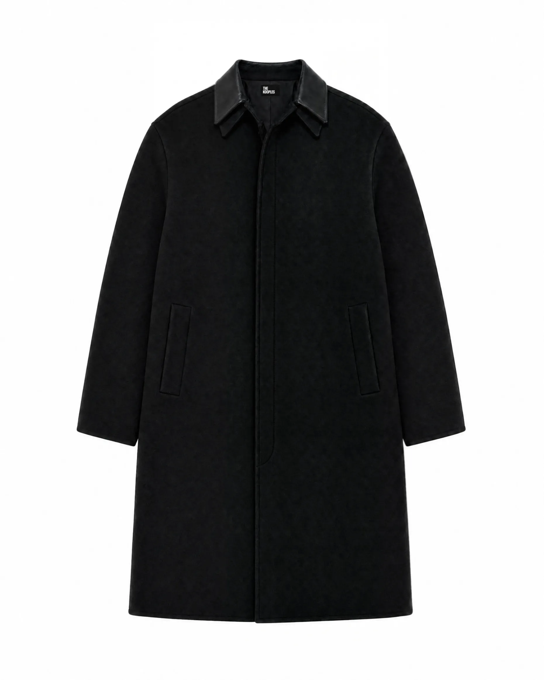 Manteau col cuir noir