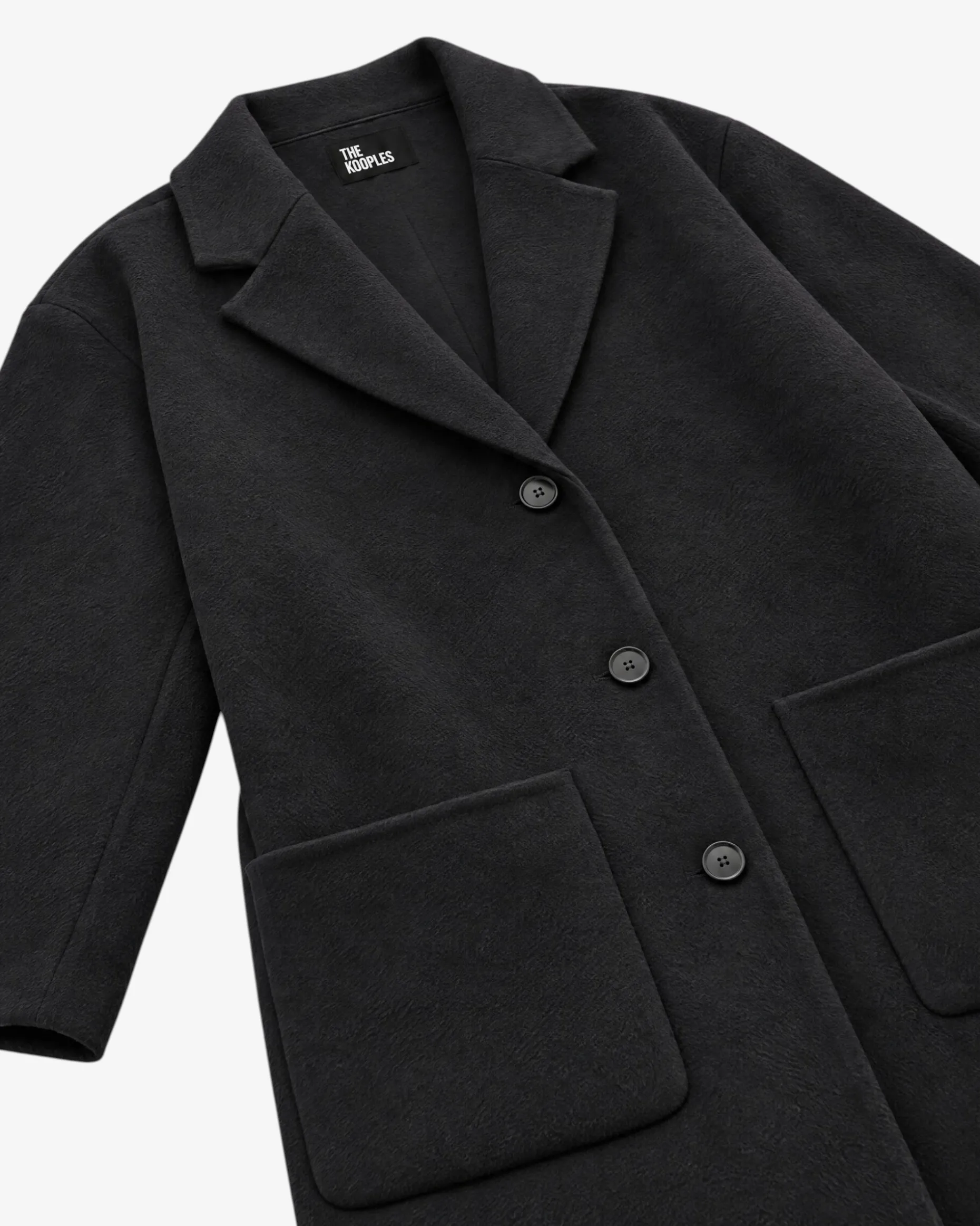 Manteau double face en laine mélangée noir