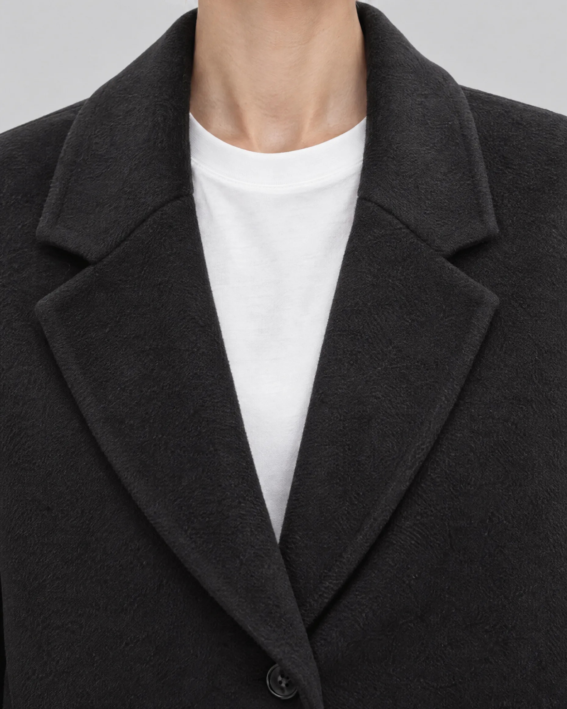 Manteau double face en laine mélangée noir