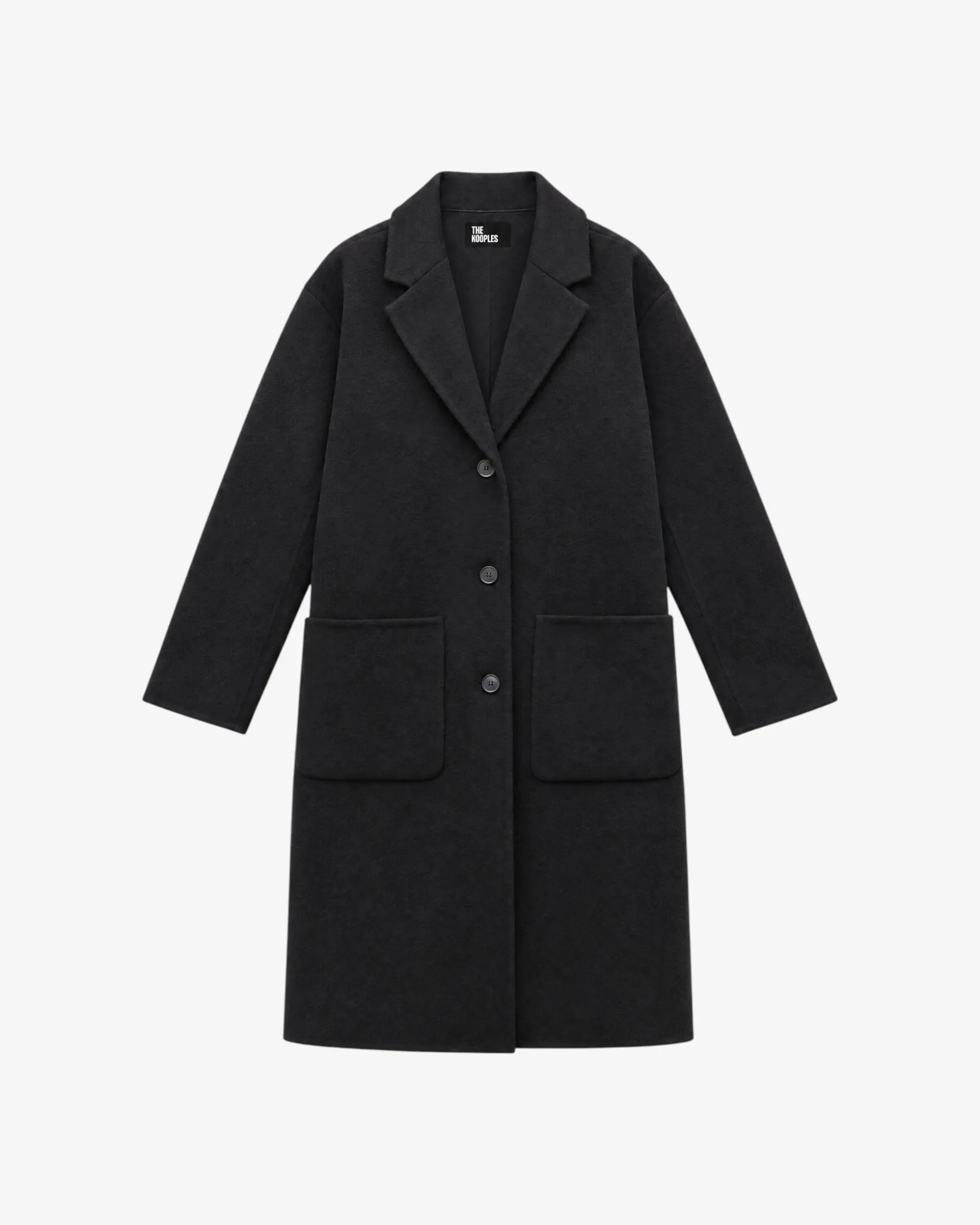 Manteau double face en laine mélangée noir